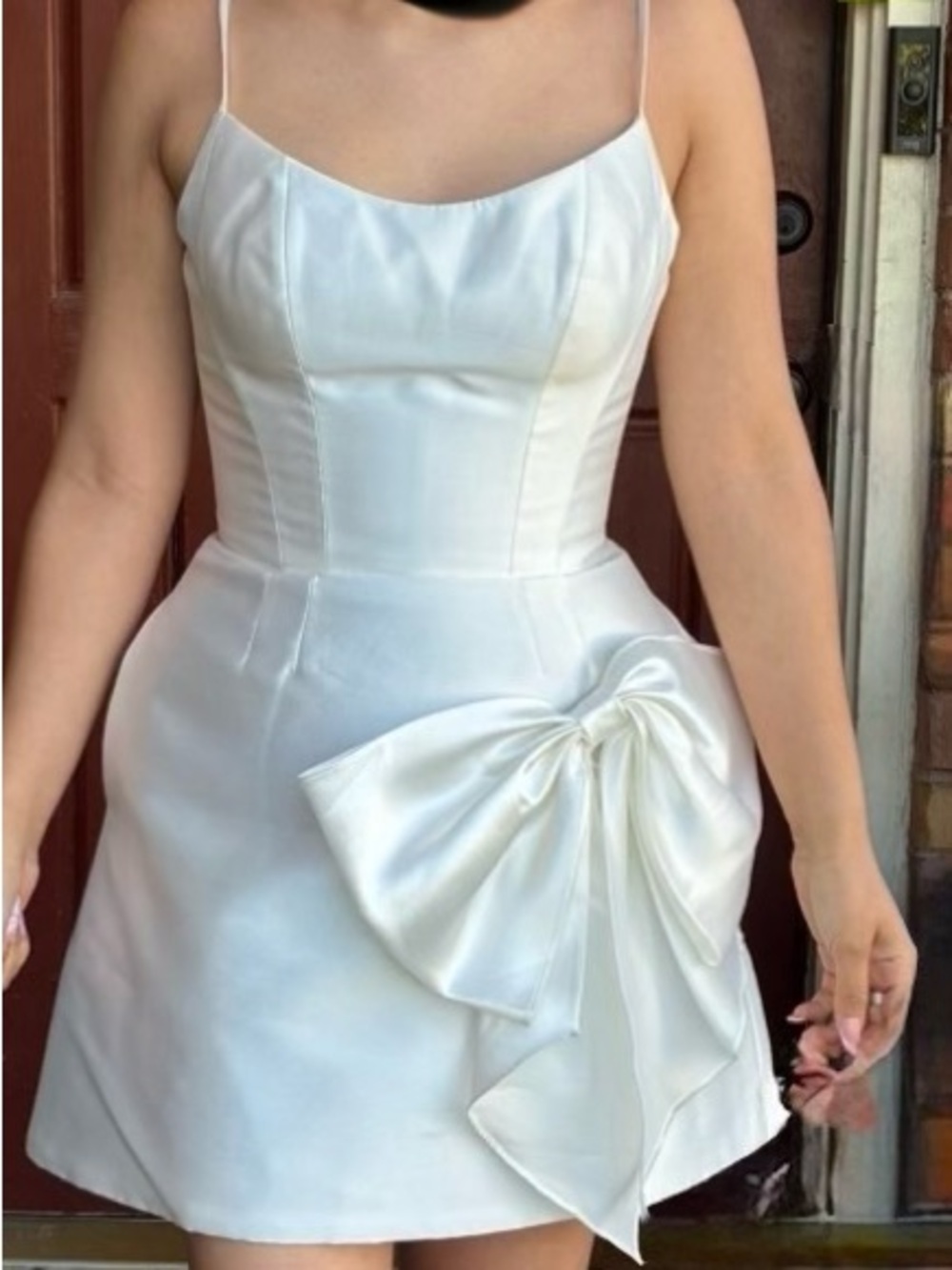 Watters Ivory Satin Elegant dress  with (2) side bows